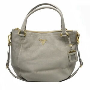 Prada Bag Leather Grayish Beige